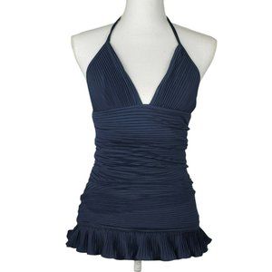 Juicy Couture Women's Navy Pleated Halter Skirted Swimsuit Swimdress, Sz. S NWT